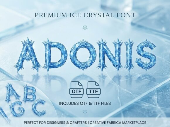 Adonis: A Premium Ice Crystal Font for Majestic Winter Designs